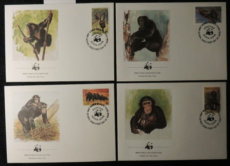 Sierra Leone 1983 FDC WWF chimpanzees animals apes mammals