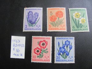 NETHERLANDS 1953 MNH SC B249-253 SET  VF/XF $16 (179)