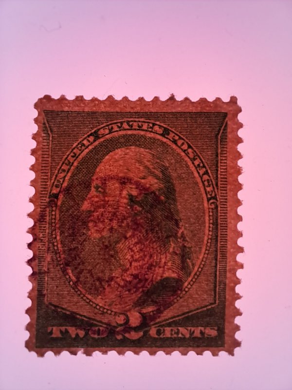 1870s U.S. 2¢ Green Washington – Rare Violet Fancy Cancel