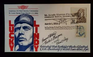 2002 Lucky Lindy Lindbergh Airmail Bernard Goldberg Hand Painted First Day Cover