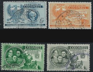 Colombia 673-74; C299-300 Used 1957 set (ak2751)