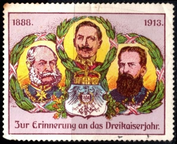 1913 Germany Propaganda Poster Stamp Year Of The Three Emperors