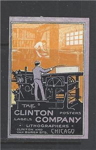 Early 1900s Clinton Co, Labels, Posters, Chicago Promotional Poster Stamp (AW41)