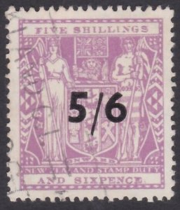 NEW ZEALAND Arms : 5/6d on 5/6d fine used with postal parcel roller pmk....A2068