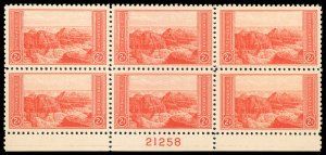 USA 741 Mint (NH) Plate Block of 6 (XF Centering)