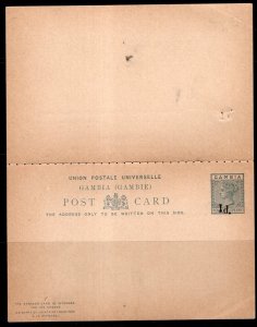 Gambia QV 1d on 1.5d 2 Different Post Cards Unused