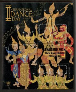 United Nations NY 2018 - World Dance Day Thailand OVPT - Sheet of 6 Stamps - MNH