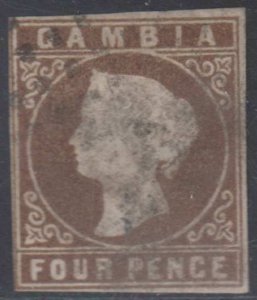 BC GAMBIA 1869 QV Sc 1 KEY VALUE USED SCV$240.00 