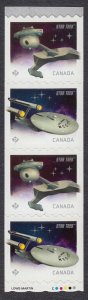 STARTER Strip of 4 = STAR TREK U.S.S. ENTERPRISE = KLINGON D7 = Canada 2016