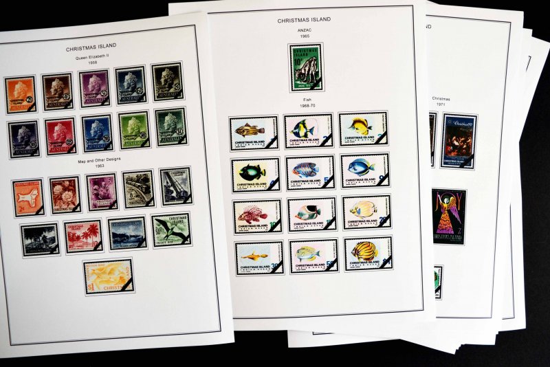 COLOR PRINTED CHRISTMAS ISLAND 1958-2010 STAMP ALBUM PAGES (94 illustr. pages)