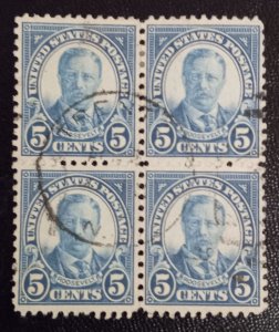 US Scott #637 Used Block Of (4) VF 1927