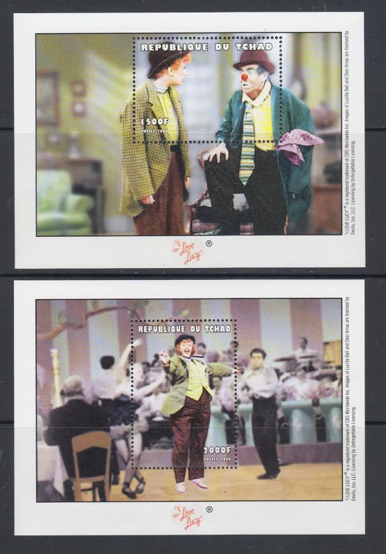 Chad Sc 865-867 MNH. 2000 I Love Lucy, cplt set of 3 sheets, VF.  Lucille Ball