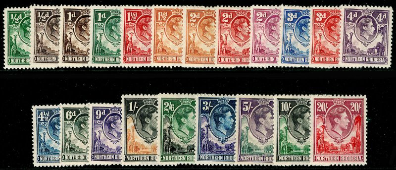 NORTHERN RHODESIA SG25-45, COMPLETE SET, LH MINT. Cat £250. 