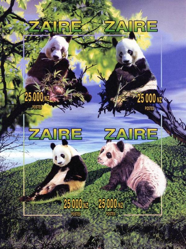 Zaire 1996 Panda Shlt (4) Imperf.MNH VF Mi.# 1153B-1156B 