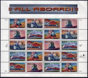 SC#3333-37 33¢ Famous Trains Sheet of Twenty (1999) MNH