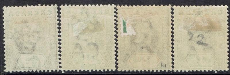 GRENADA 1902 KEVII 1/2D 21/2D 3D AND 6D WMK CROWN CA