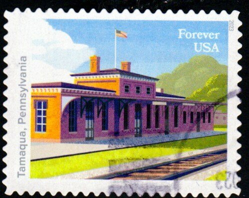 SC# 5761 - (63c) - Railroad Stations: Tamaqua, Penn - USED Single Off Paper
