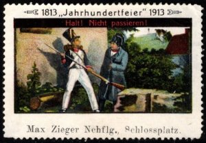 1913 Germany Poster Stamp Centenary Celebration Battle Leipzig Stop! Not Happen!