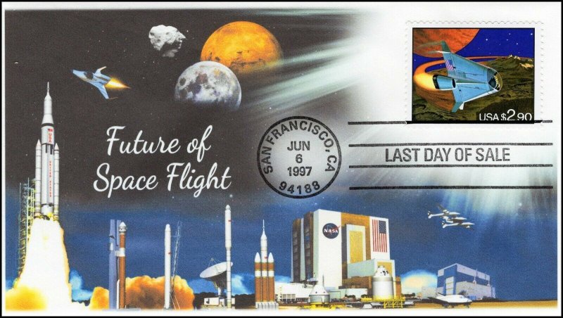 AO-2543-2,1993,Space Vehicle, $2.90 Postage, Add-on Cachet, Last Day of Sale, SC
