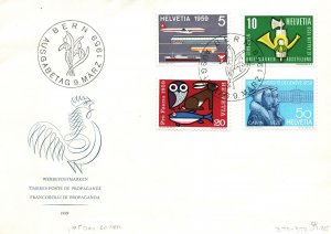 SWITZERLAND - SCOTT 370-373 FRANCOBOLLI DI PROPAGANDA SET OF 4 FDC 1959