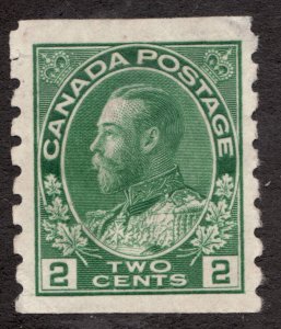 1922 Canada Sc #128 - KGV Admiral 2¢ Green Coil -  MNG VF - est$20