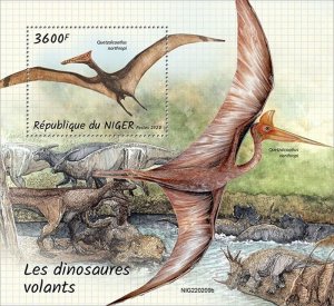 Niger - 2022 Flying Dinosaurs on Stamps - Stamp Souvenir Sheet - NIG220209b