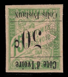 MOMEN: FRENCH IVORY COAST SC # Q7a 1903 INVERTED OVPT MINT OG H $225 LOT #68964*