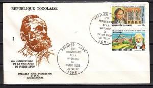 Togo, Scott cat. 952, C305. Victor Hugo issue on a First day cover. ^