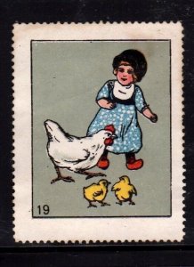 German Advertising Stamp - Girl with Chicken & Chicks #19