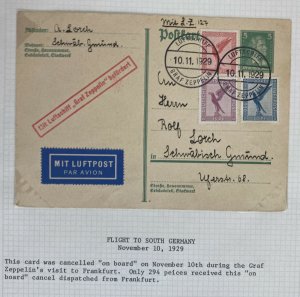 1929 Germany Graf Zeppelin LZ 127 Airmail Cover to Lorch Only 294 Flown