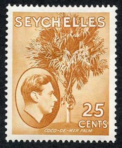 Seychelles SG141 KGVI 25c brown ochre M/Mint (hinge remainder)