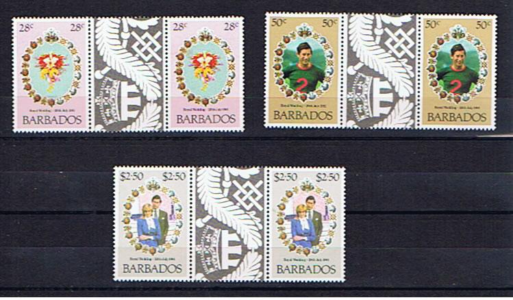 BARBADOS 1981 ROYAL WEDDING GUTTER PAIRS