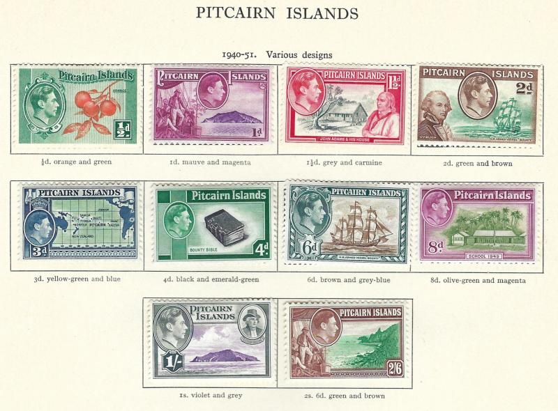 Pitcairn islands  KGVI  1940  Full set of 10   mounted mint   (H-A1)