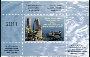 CANADA 2011 DUCK STAMP ARTIST SIGNED IN FOLDER AS ISSUED AMERICAN WIGEON HANCOCK