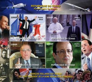 Chad 2012 Presidents of France POPE JOHN PAUL II Sheet Perforated Mint (NH)