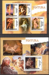 Sao Tome and Principe 2009 Art Paintings F. Boucher Bouguereau sheet + S/S MNH