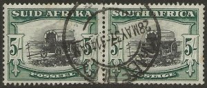 1933-54 South Africa Hyphenated 5/ Green & Black #64 PAIR VF Used CV $75.00-