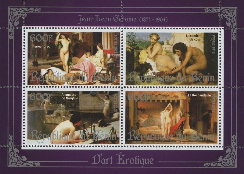 Erotic Art Paintings Jean Leon Gerome Souvenir Sheet of 4 Stamps Mint NH