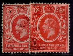 EAST AFRICA and UGANDA QV SG46 + 46a, 6c SHADE VARIETIES, FINE USED.