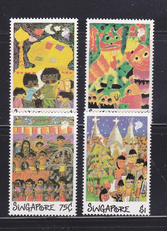 Singapore 552-555 Set MNH Childrens Drawings (B)