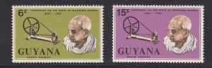 Guyana # 100-101, Gandhi & Spinning Wheel, Mint NH