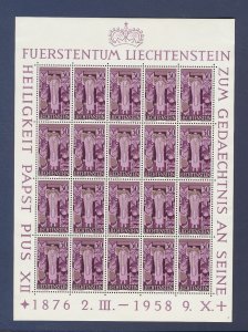 LIECHTENSTEIN - Scott 335 - unused hinged S/S - Pope Pius XII - 1959