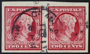 U.S. Used #368 2c Lincoln Pair. CDS Cancel. Large Margins. Scott: $45.00