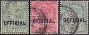 Jamaica # O2-O4, Complete Set (3), 1890-1891, Used