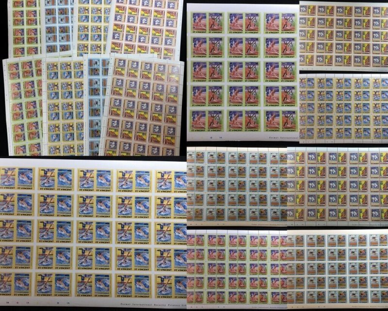 ST VINCENT Sport Cycling Olympics Sheets x 8 MNH (400 Stamps) BLK17