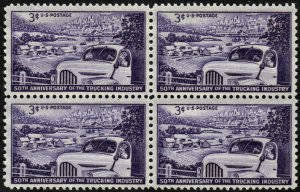 SC#1025 3¢ Trucking Industry, 50 Years Block of Four (1953) MNH