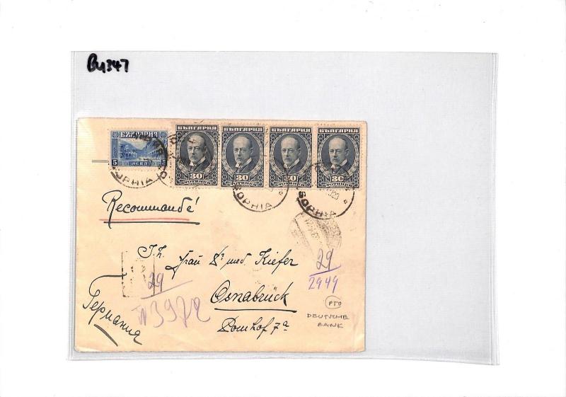 Bu347 1923 Bulgaria Superb Registered Franking Sophia Deutsche