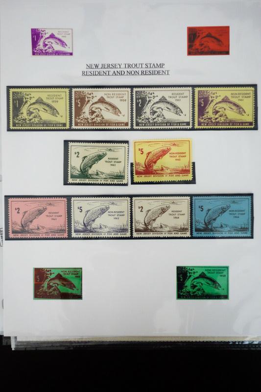 US NJ Mint Trout Stamp Collection