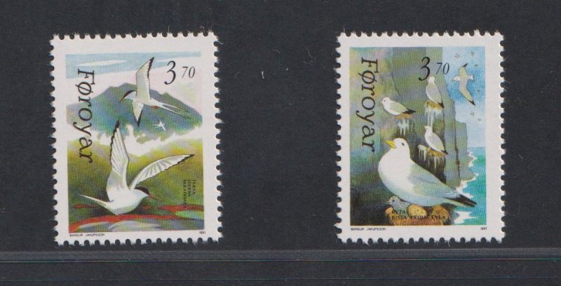Faroe Islands   # 224-225  MNH  1991 birds
