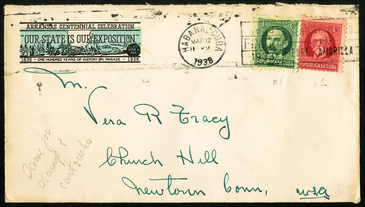 US Stamps Possessions 1938 Cover with 1936 Arkansas Label United States, Stamp / HipStamp